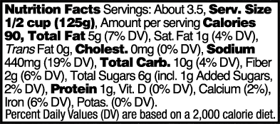 Heirloom Marinara Sauce - Nutrition Facts