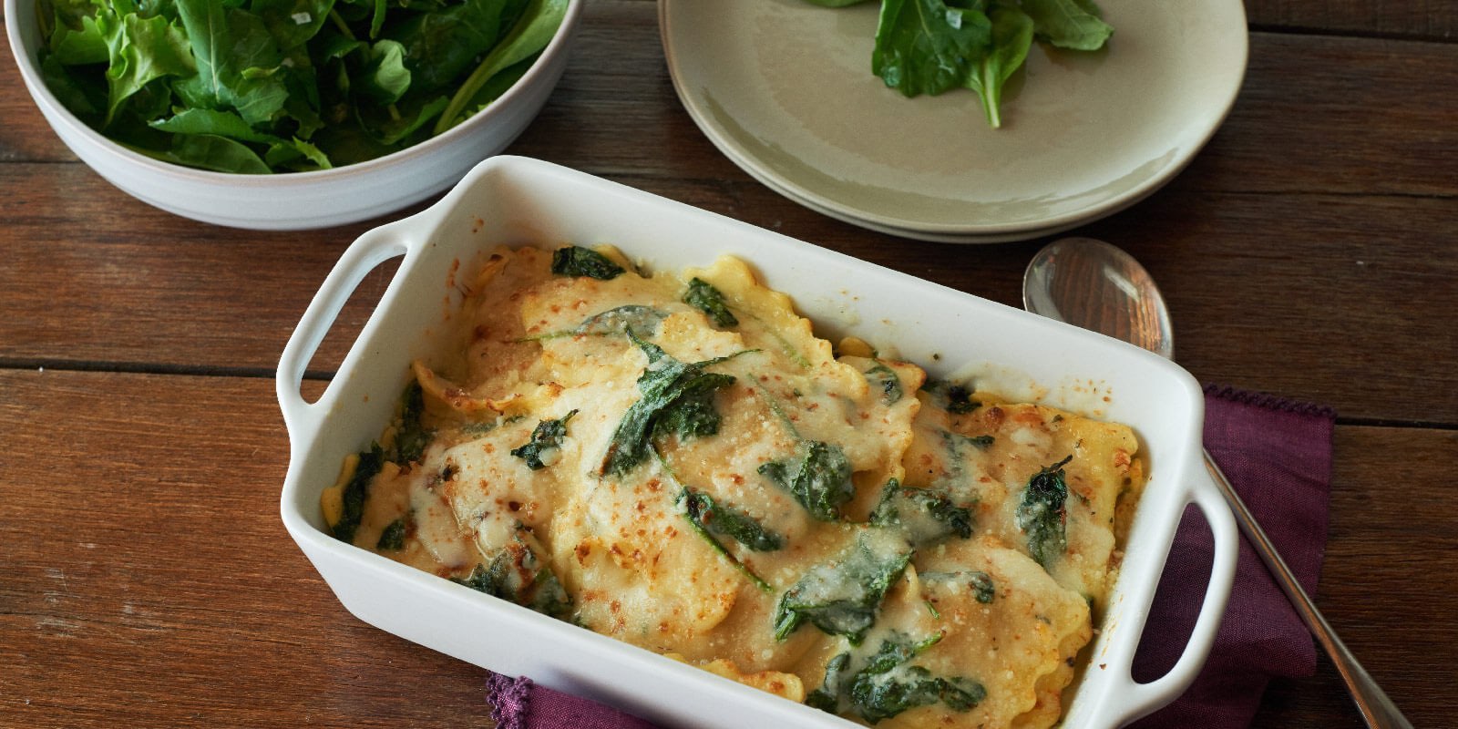 Organic Butternut Squash Ravioli Lasagna with Spinach Bake